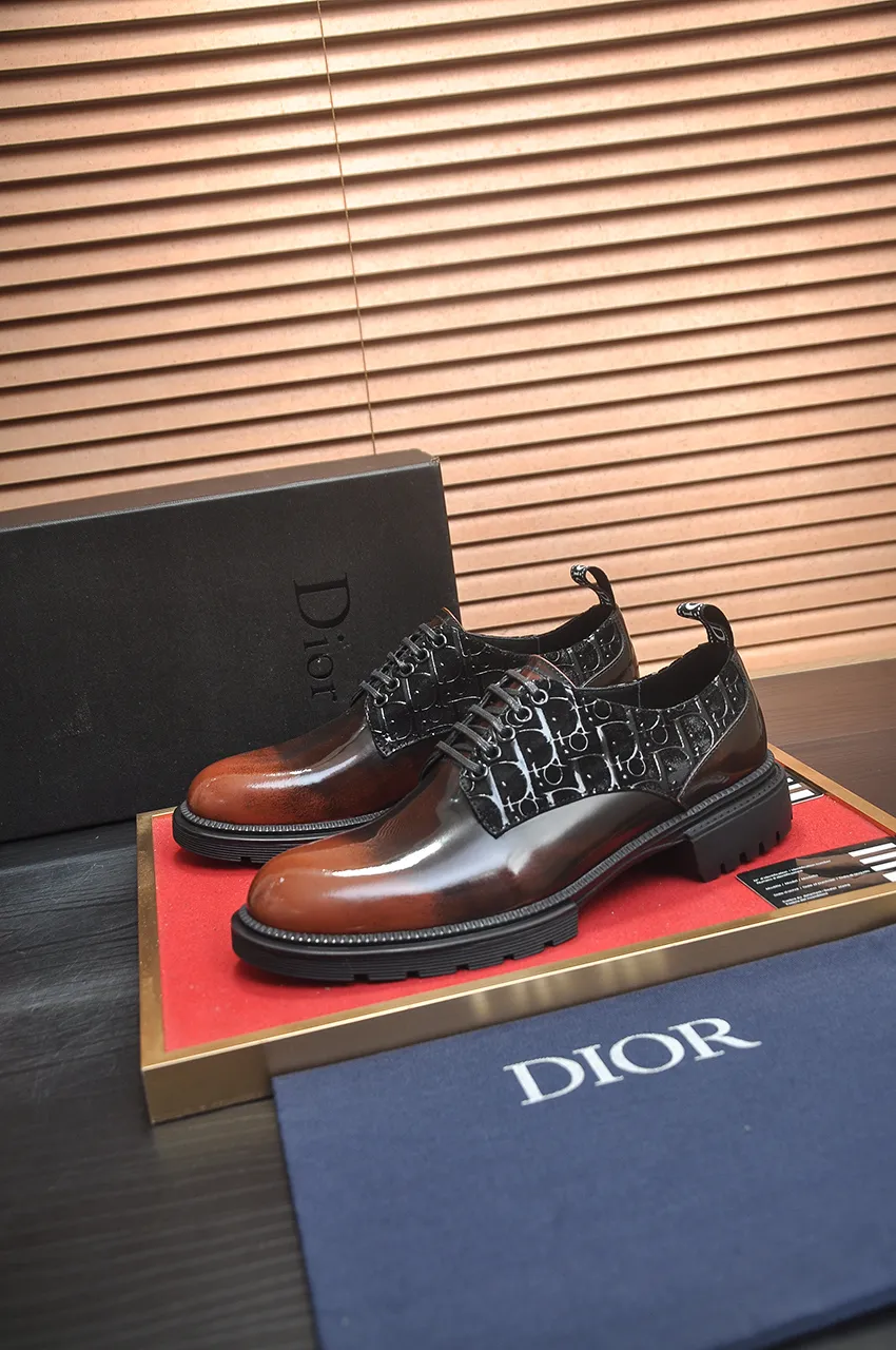 Men's shoes💰720💶【Dior】High-end goods Niuli Original order quality Dior —🆘.Dior original order purchasing, high-end leather shoes, fabric: imported from Italy open-edge beaded cowhide➕water-dyed cowhide/cowhide lining➕specially provided original outsole, fine workmanship, real-life shooting🎬size: 38-45 (45 customized)